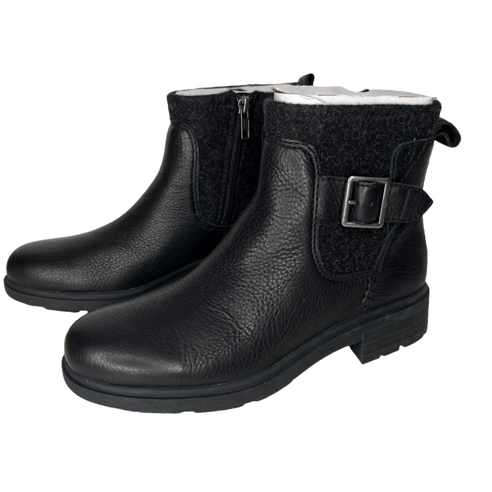 NEW Ugg Harrison Moto Boot Black Size 7 (Waterproof a big plus!)